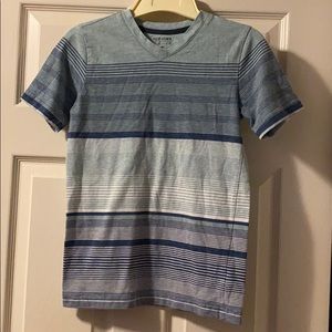 Blue striped cotton tee, boys medium (10/12)
